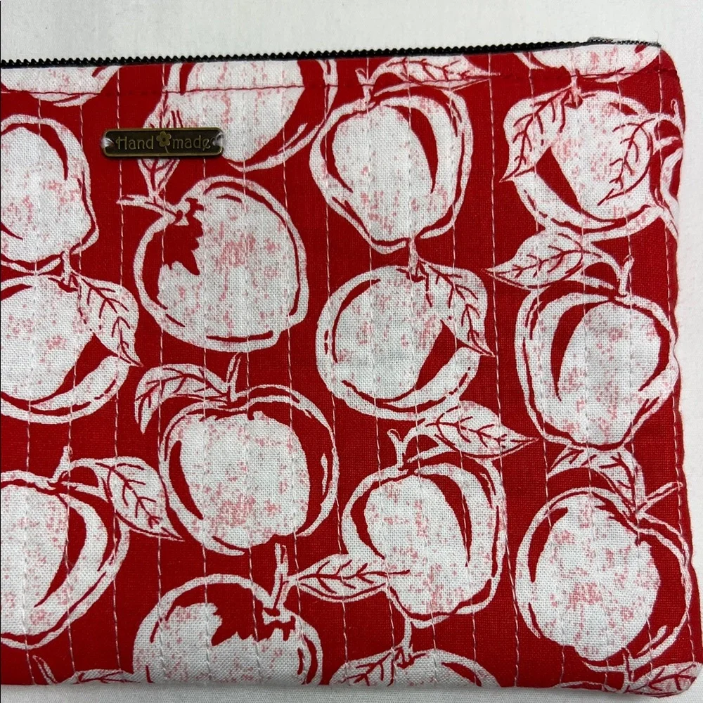 Handmade Red Apple Print Clutch - Picture 3 of 8